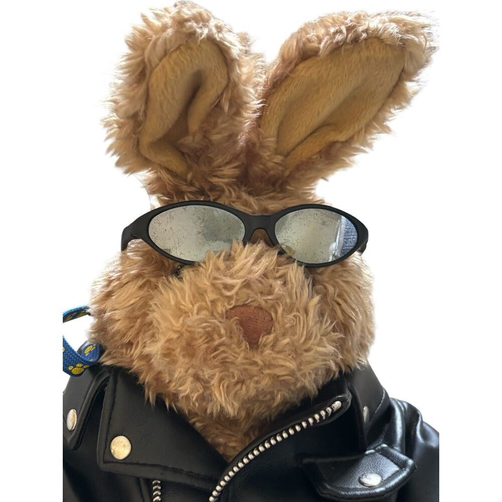 Build a Bear Biker Bunny Faux Leather Motorcycle Jacket Boots Sunglasses BAB - Picture 5 of 8
